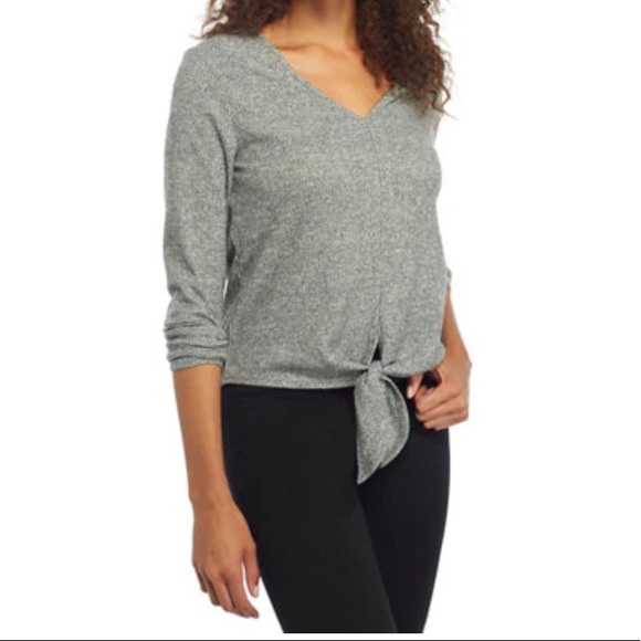 Women's Brushed Hacci Tie Front Top - Picture 1 of 1